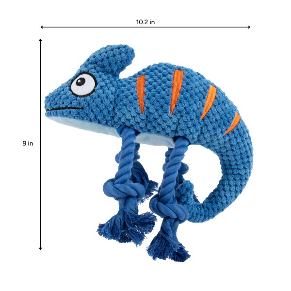 Brookbrand Pets Blue Chameleon Rope Squeaker Dog Toy