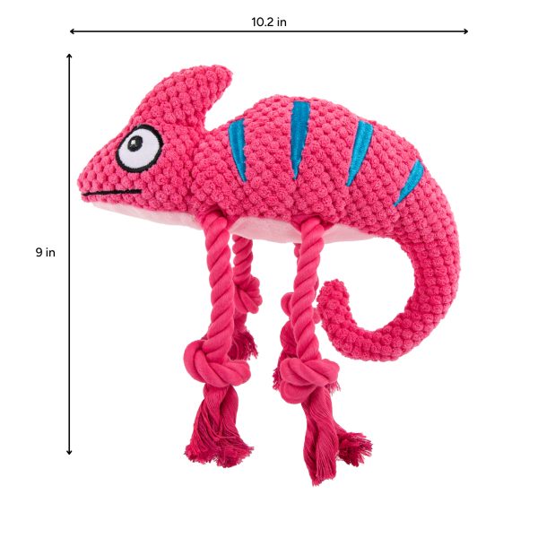 Brookbrand Pets Pink Chameleon Rope Squeaker Dog Toy