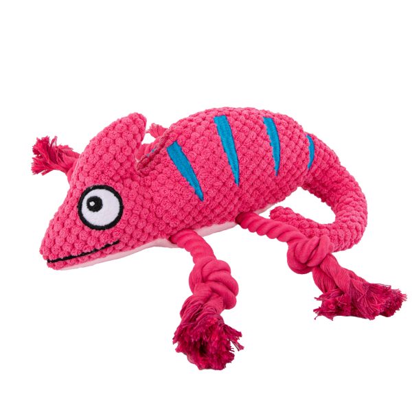 Brookbrand Pets Pink Chameleon Rope Squeaker Dog Toy