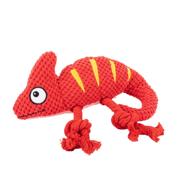 Brookbrand Pets Red Chameleon Rope Squeaker Dog Toy