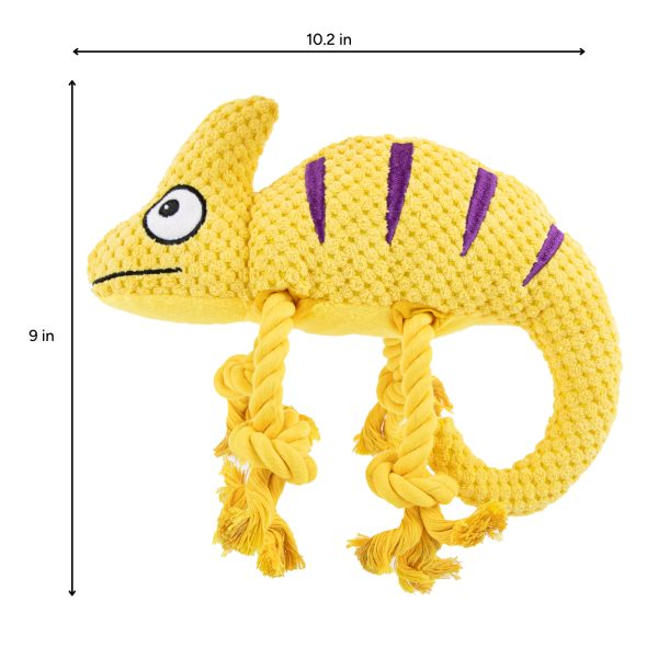 Brookbrand Pets Yellow Chameleon Rope Squeaker Dog Toy