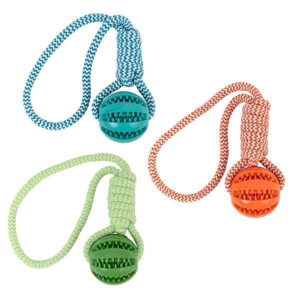 Brookbrand-Pets-Rubber-Ball-Rope-Blue-Green-Orange