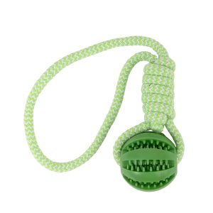 Brookbrand-Pets-Rubber-Ball-Rope-Green