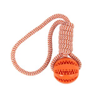 Brookbrand-Pets-Rubber-Ball-Rope-Orange
