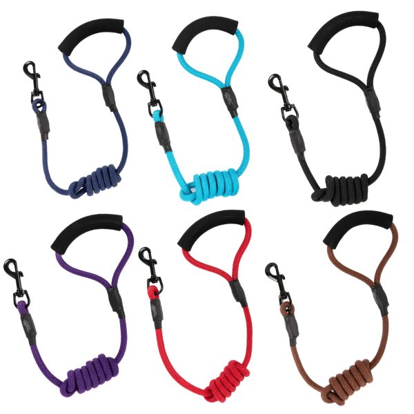 Brookbrand-Pets-Short-Leash-1-Black-Light-Blue-Purple-Red-Brown