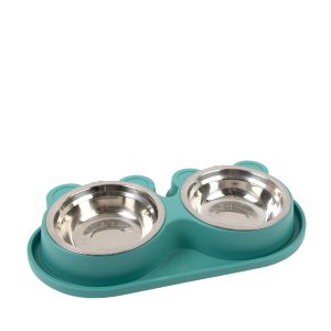 Brookbrand-Pets-Dual-Stainless-Eared-Dish-Large-Green