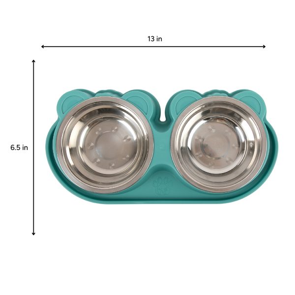 Brookbrand-Pets-Dual-Stainless-Eared-Dish-Small-Green