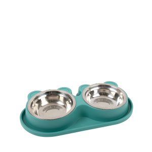 Brookbrand-Pets-Dual-Stainless-Eared-Dish-Small-Green