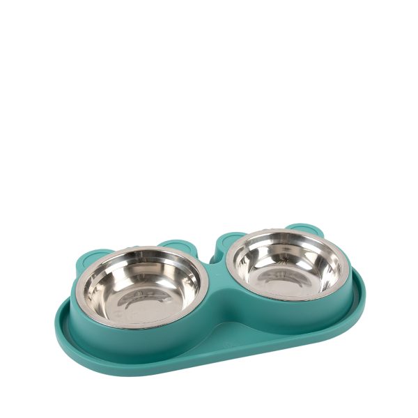 Brookbrand-Pets-Dual-Stainless-Eared-Dish-Small-Green