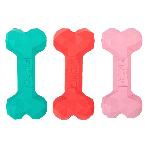 Brookbrand-Pets-Indestructible-Rubber-Bone-Pink-Red-Aqua