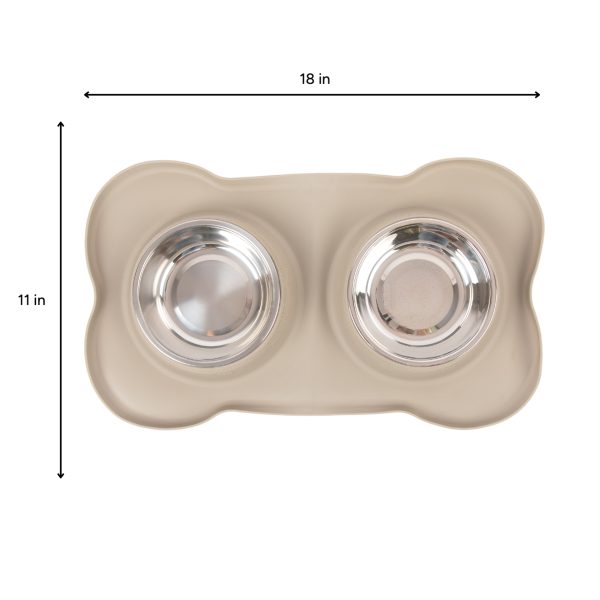 Brookbrand-Pets-Non-Slip-Stainless-Bowl-Set-Beige