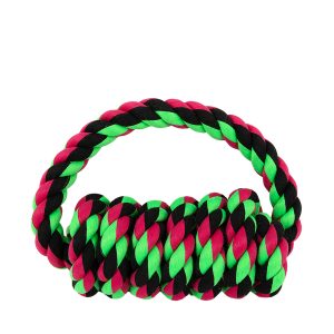 Brookbrand-Pets-Braided-Rope-Dumbbell-Green-Multi