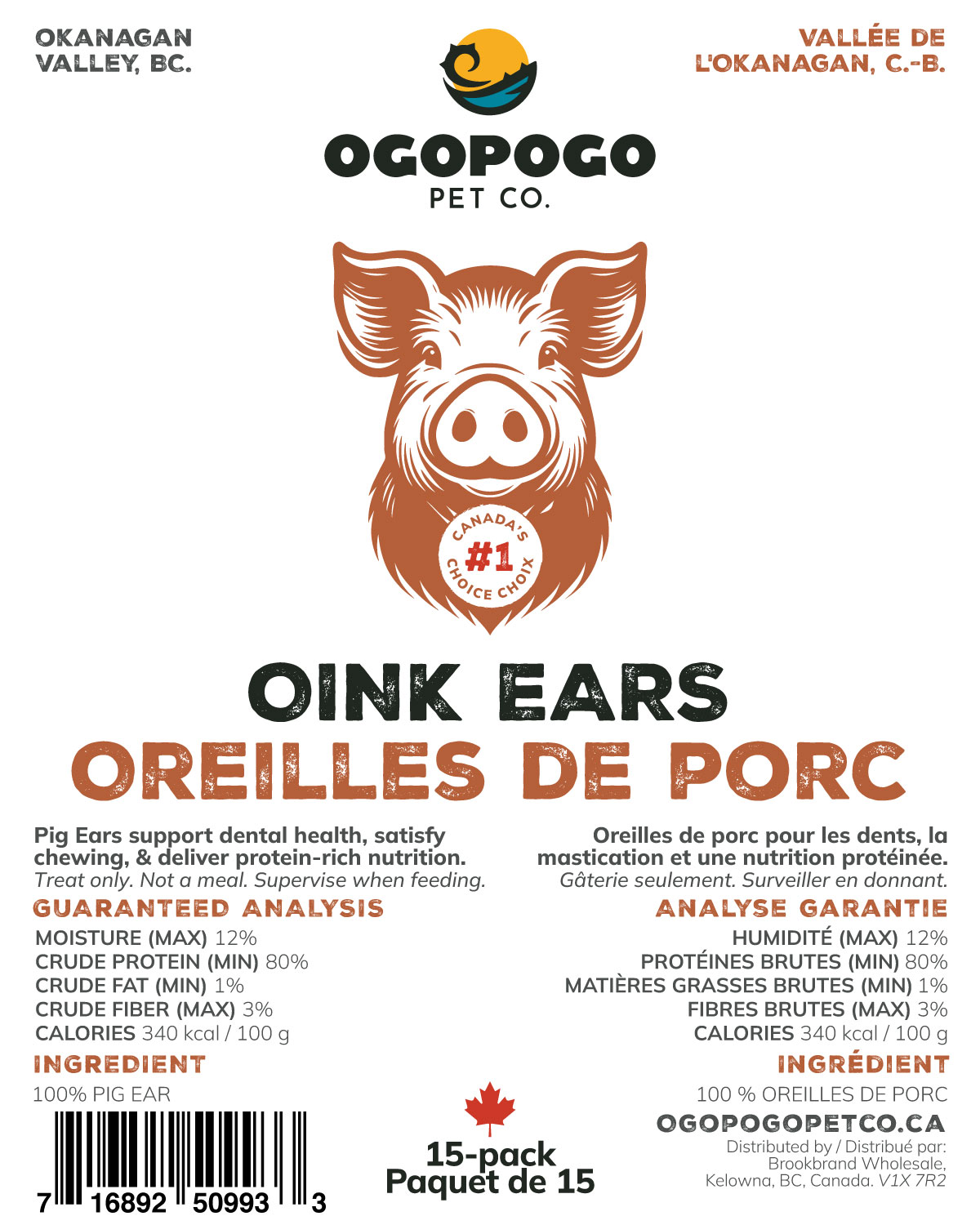 Ogopogo Pet Co.: Oink Ears 15 Pack - Image 3