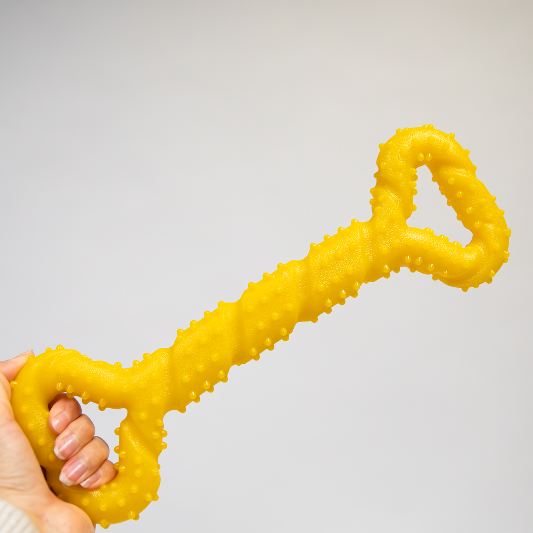 Power Pull Rubber Bone, Yellow - Image 2